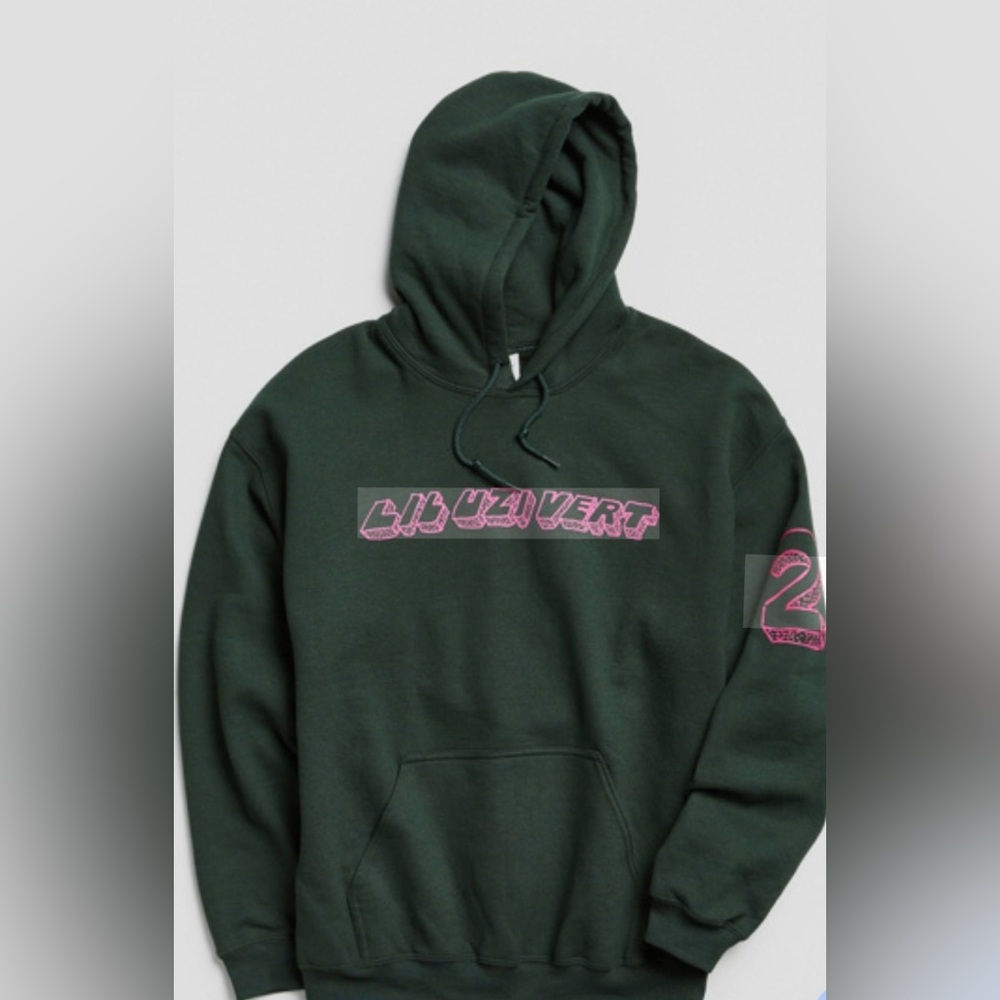 Dark Green Hoodie with Pink Logo - unisex